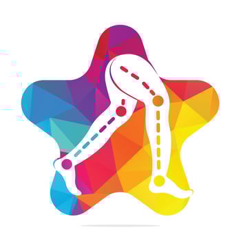 Star Prosthetic Legs Logo Template Design. Orthopedic and Physiotherapy clinic vector design.