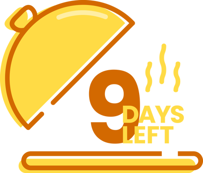 9 days left countdown dish icon for cafe restaurant opening and new menu png