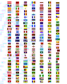 flags of the world on a white background vector