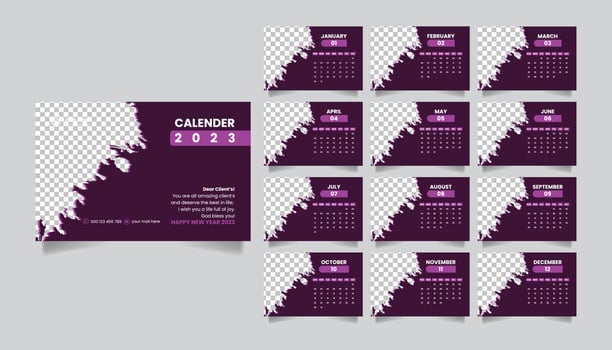 Modern 2023 new year simple desk calendar template design vector