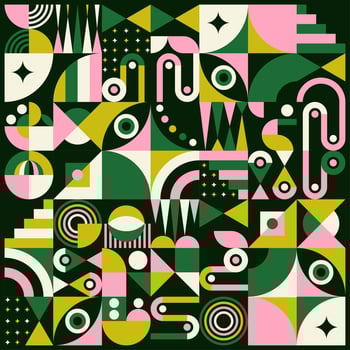 Brilliant Spy Geometric Abstract Background With Pink and Green Color Palette. vector