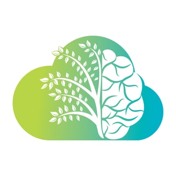 Modern brain cloud tree logo design. Think colorful brain idea. vector