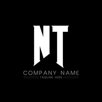NT Letter Logo Design. Initial letters NT gaming's logo icon for technology companies. Tech letter NT minimal logo design template. NT letter design vector with white and black colors. NT