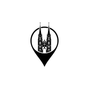 Cathedral Location Icon Symbol for Pictogram, Sign, Website, App or Graphic Design Element. Vector Illustration