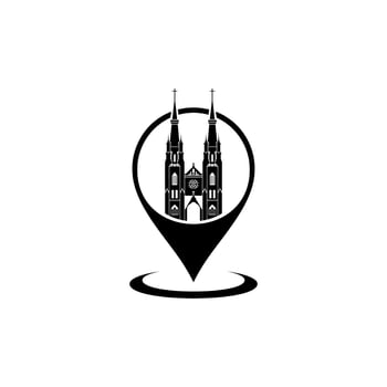 Cathedral Location Icon Symbol for Pictogram, Sign, Website, App or Graphic Design Element. Vector Illustration