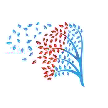 Tree logo design with leafs icon template elements company business. wind blowing through leafs. nature or environment issues or ecological concept vector