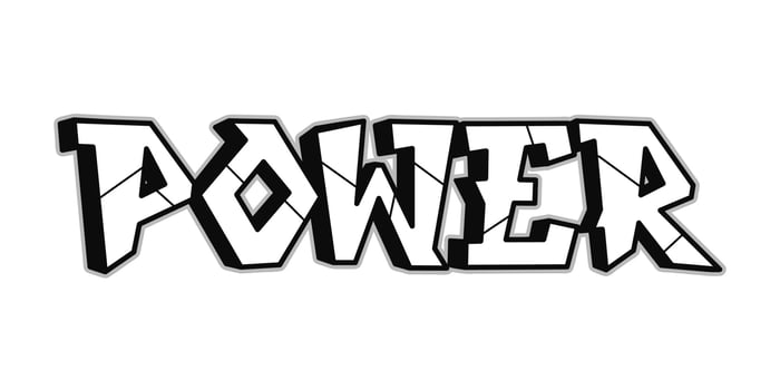 Power word graffiti style letters.Vector hand drawn doodle cartoon logo illustration. Funny cool Power letters, fashion, graffiti style print for t-shirt, poster concept vector