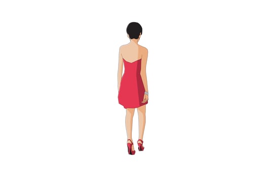 Vector illustration of elegant women walking