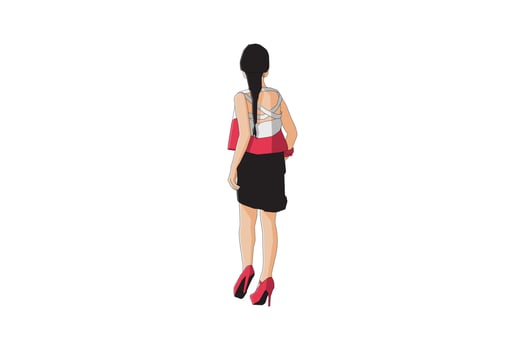 Vector illustration of elegant women walking