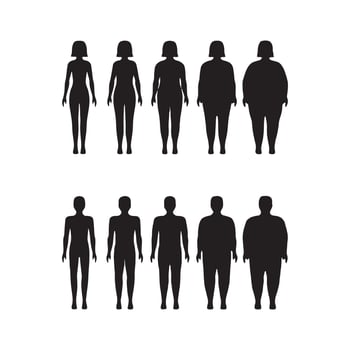 slim to fat human icon isolated on white background vector
