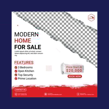 Real Estate Home Sale Social Media Post Template, Editable Post Template Design vector