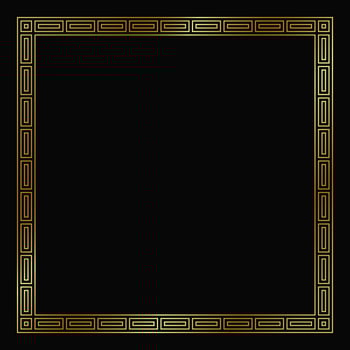 Vector golden frame on the black background. Isolated art deco design.