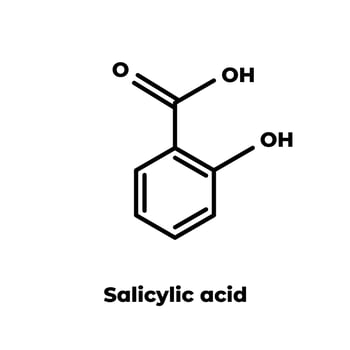 Salicylic acid molecule. Skeletal formula on white background. vector