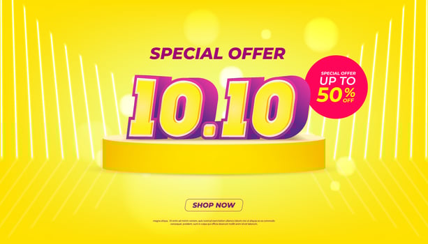 10.10 Shopping day Poster or banner. 10.10 Mega sale banner template design for social media and website. vector