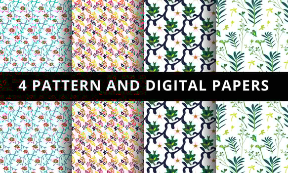 Floral Pattern and Digital Paper. Vector Floral Pattern and Digital Paper.