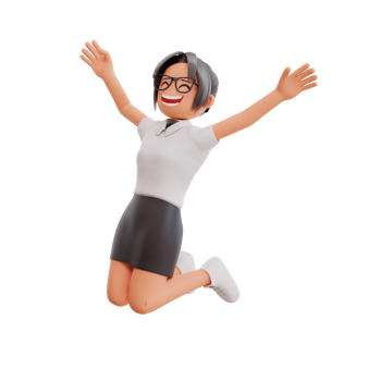 Young businesswoman smiling posing happy 3d cartoon illustration png