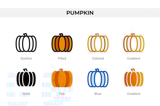 pumpkin icon in different style. pumpkin vector icons designed in outline, solid, colored, filled, gradient, and flat style. Symbol, logo illustration. Vector illustration
