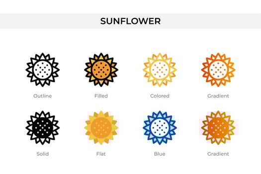 sunflower icon in different style. sunflower vector icons designed in outline, solid, colored, filled, gradient, and flat style. Symbol, logo illustration. Vector illustration