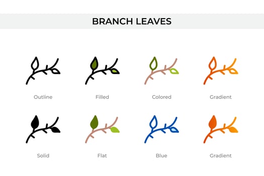 branch leaves icon in different style. branch leaves vector icons designed in outline, solid, colored, filled, gradient, and flat style. Symbol, logo illustration. Vector illustration