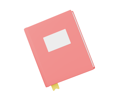 3D pink notebook  with yellow bookmark. 3d rendering png