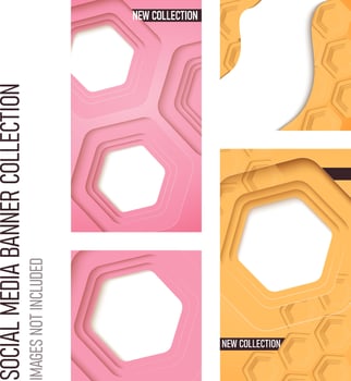 Geometric shapes abstract background design collection for social media vector