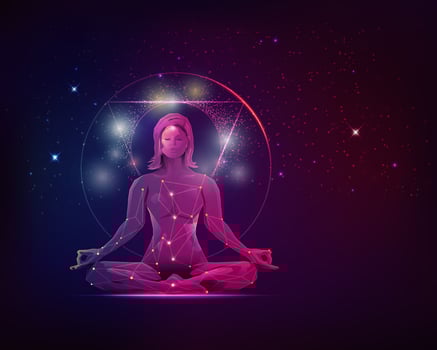 girl meditation scene vector