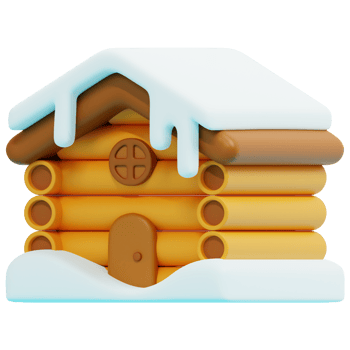 cabin 3d render icon illustration png