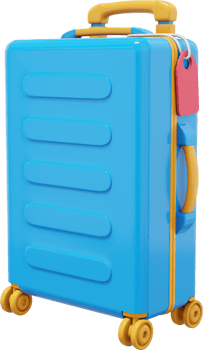 Multicolored suitcase. PNG transparent background. Travel luggage. 3d rendering.