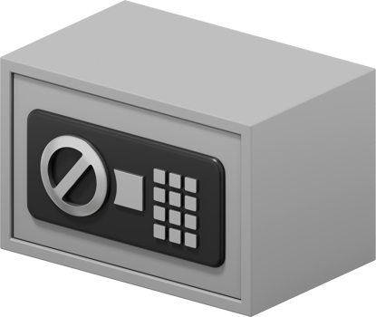 Modern safe icon. PNG transparent background. 3d rendering.