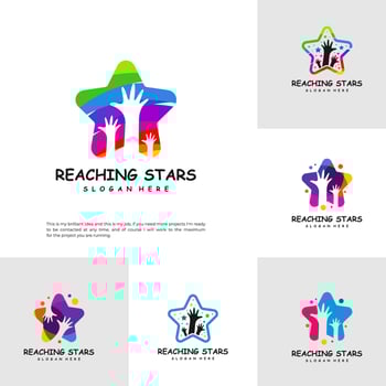 Set of Reaching Stars Logo Design Template. Dream star logo vector. Emblem, Colorful, Creative Icon Symbol vector