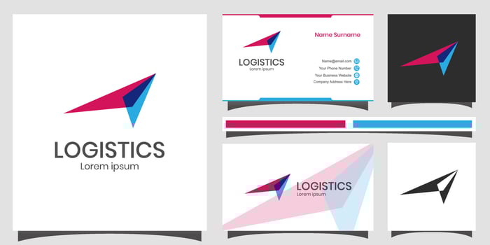 Abstract business right arrow up logo icon for start up sign, logistics delivery logo with business card design vector