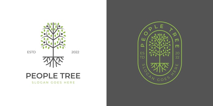 family People Tree Logo symbol, Human Tree Creative Concept Logo Design. vector illustration