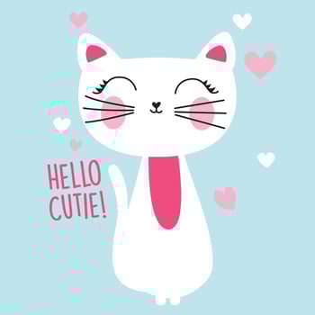 hello cutie cat vector