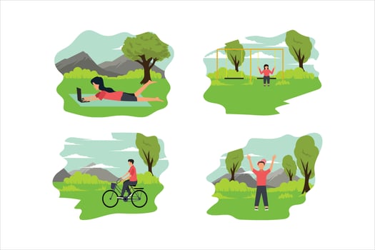 Weekend Activity Flat Bundle Design vector