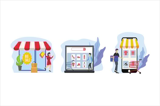 Online Shopping Flat Bundle Design vector