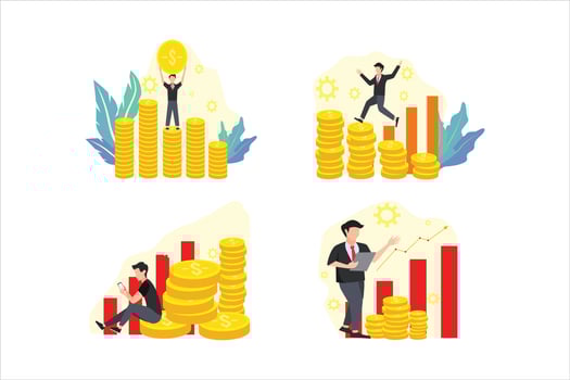 Money Finance Flat Bundle Design vector