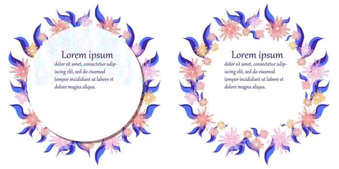 Floral frame set vector illustration isolated on white background