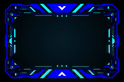 Blue square frame technology futuristic interface hud vector digital design.