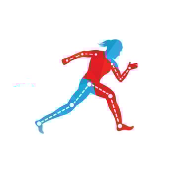 Physiotherapy treatment design template vector with female runner. Colorful vector health. Physiotherapy clinic logo.