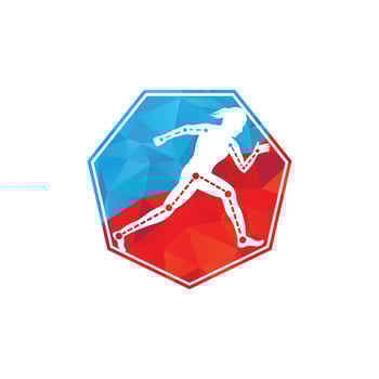 Physiotherapy treatment design template vector with female runner. Colorful vector health. Physiotherapy clinic logo.