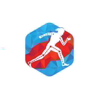 Physiotherapy treatment design template vector with female runner. Colorful vector health. Physiotherapy clinic logo.