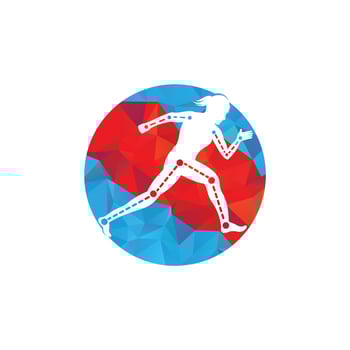 Physiotherapy treatment design template vector with female runner. Colorful vector health. Physiotherapy clinic logo.