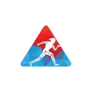 Physiotherapy treatment design template vector with female runner. Colorful vector health. Physiotherapy clinic logo.