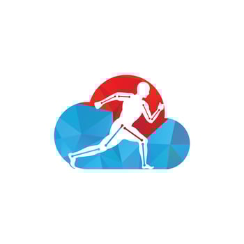 Cloud Physiotherapy treatment design template vector with people run. Colorful vector health. Physiotherapy clinic logo. Physiotherapy logo.