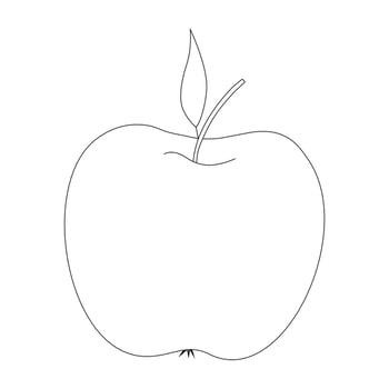 Contoured apple in the doodle style. Simple hand drawn fruits vector