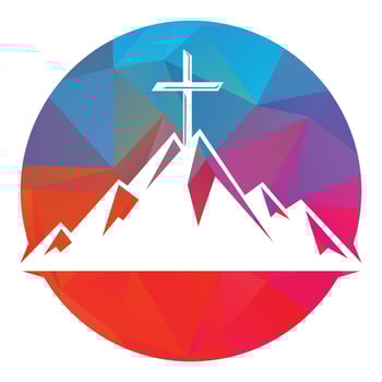 Baptist cross in mountain logo design. Cross on top of the mountain. Church and Christian organization logo. vector