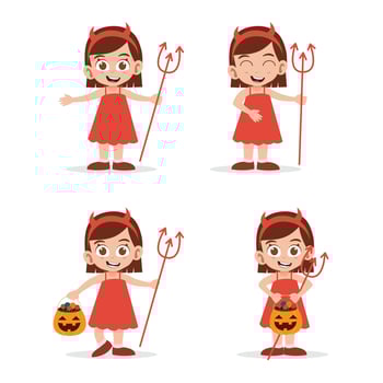 Cute Girl Wearing Witch Costume for Halloween Stock Vector