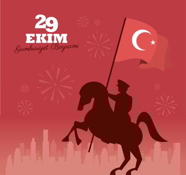 29 ekim bayrami letterign poster vector