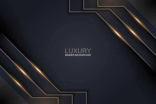 Dark luxury banner with golden lines and dots background. Vector. vector