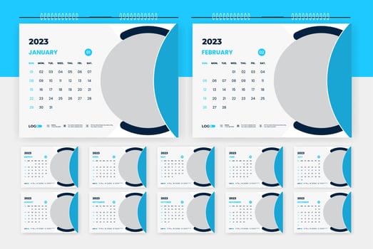 2023 modern desk calendar design template vector